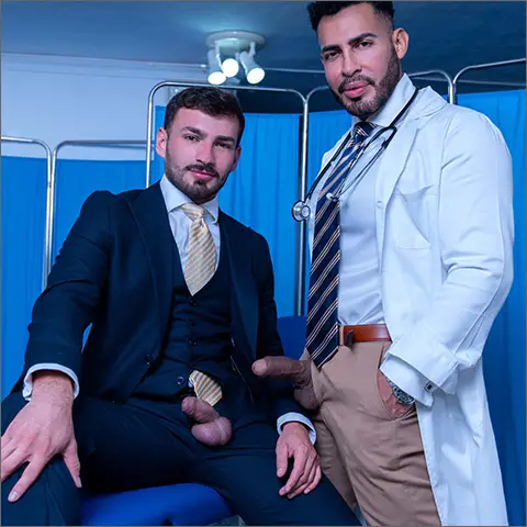 Men At Play Gay Porn Suited Sexy Spanish Men Naked DR. ROM EXAMINES KOKI Koki Castillo Viktor Rom