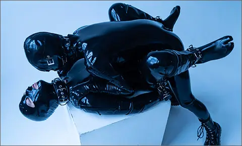 Frock the World New York City arty gay porn RUBBER GIMPS Pup Bodhi, Flmzzie